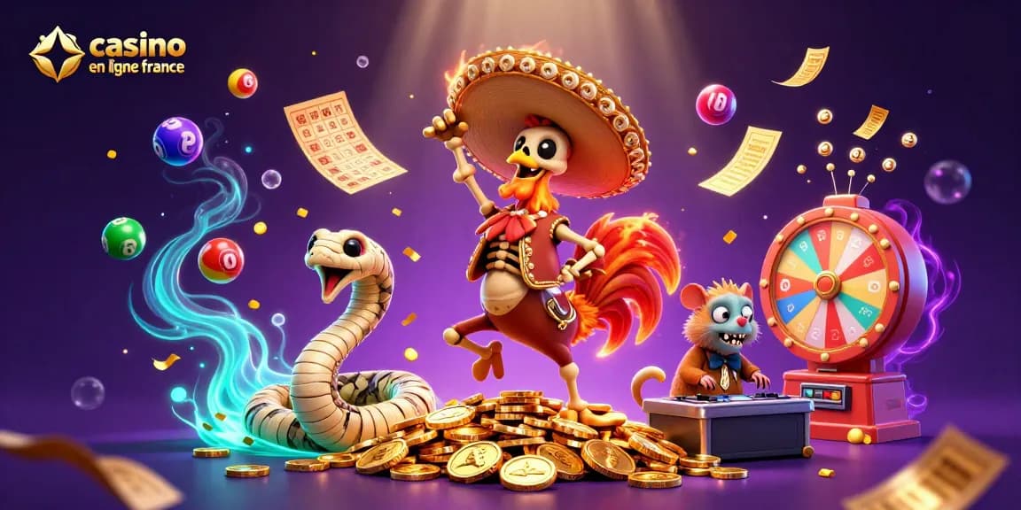 Victoire dans le casino en ligne France : un mariachi dansant entouré de jeux et de bonnes vibrations.